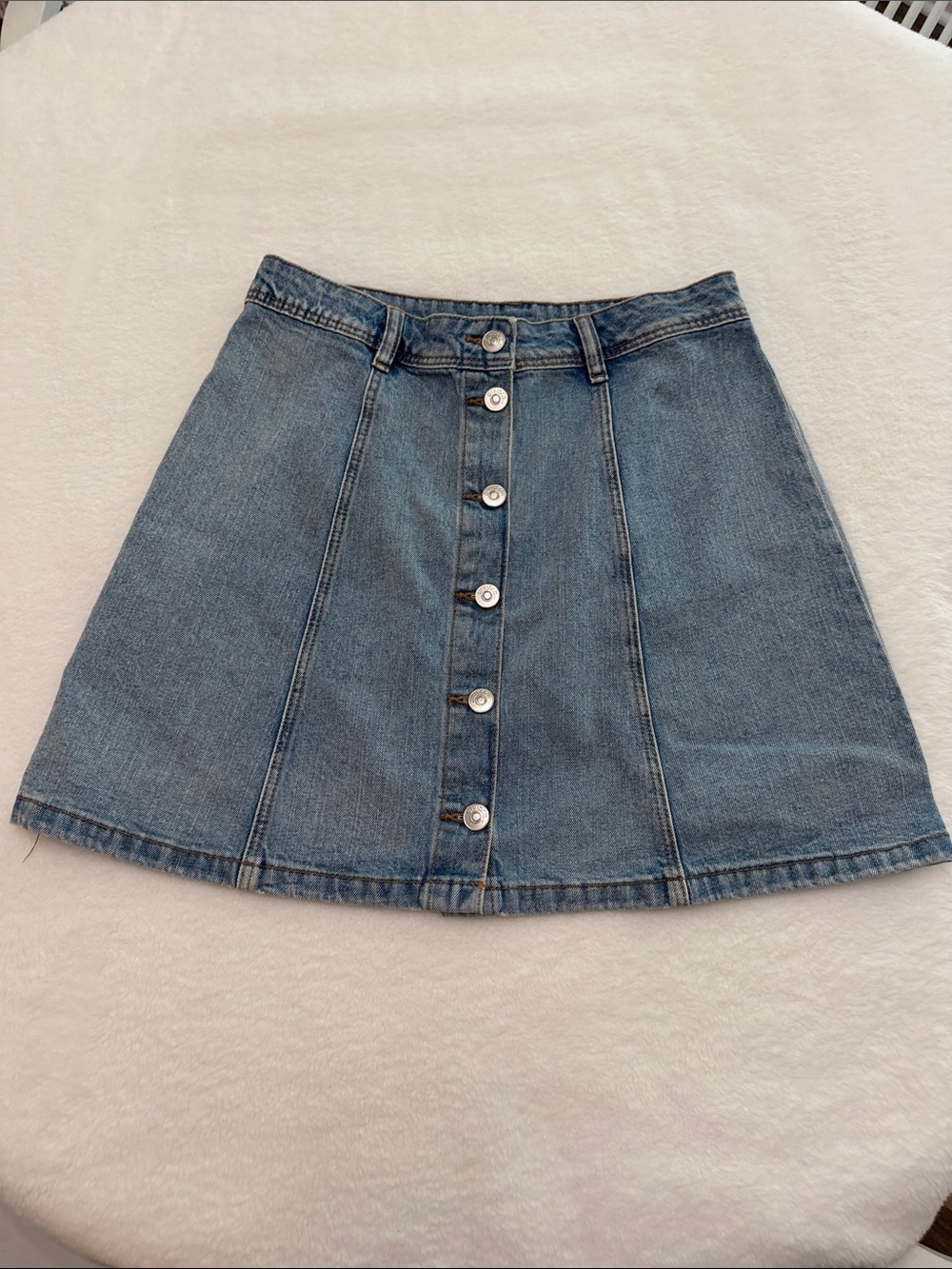H&M Divided Blue Button-Front A-Line Denim Skirt